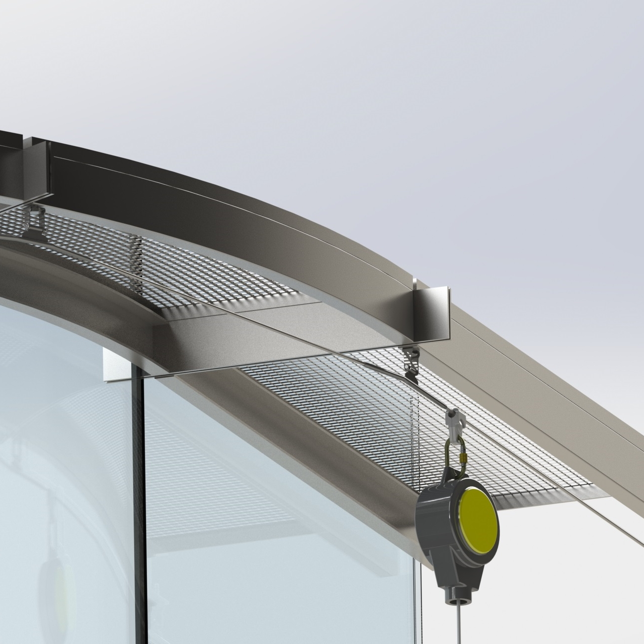 Curved horizontal lifeline system design render — Brope Engineering